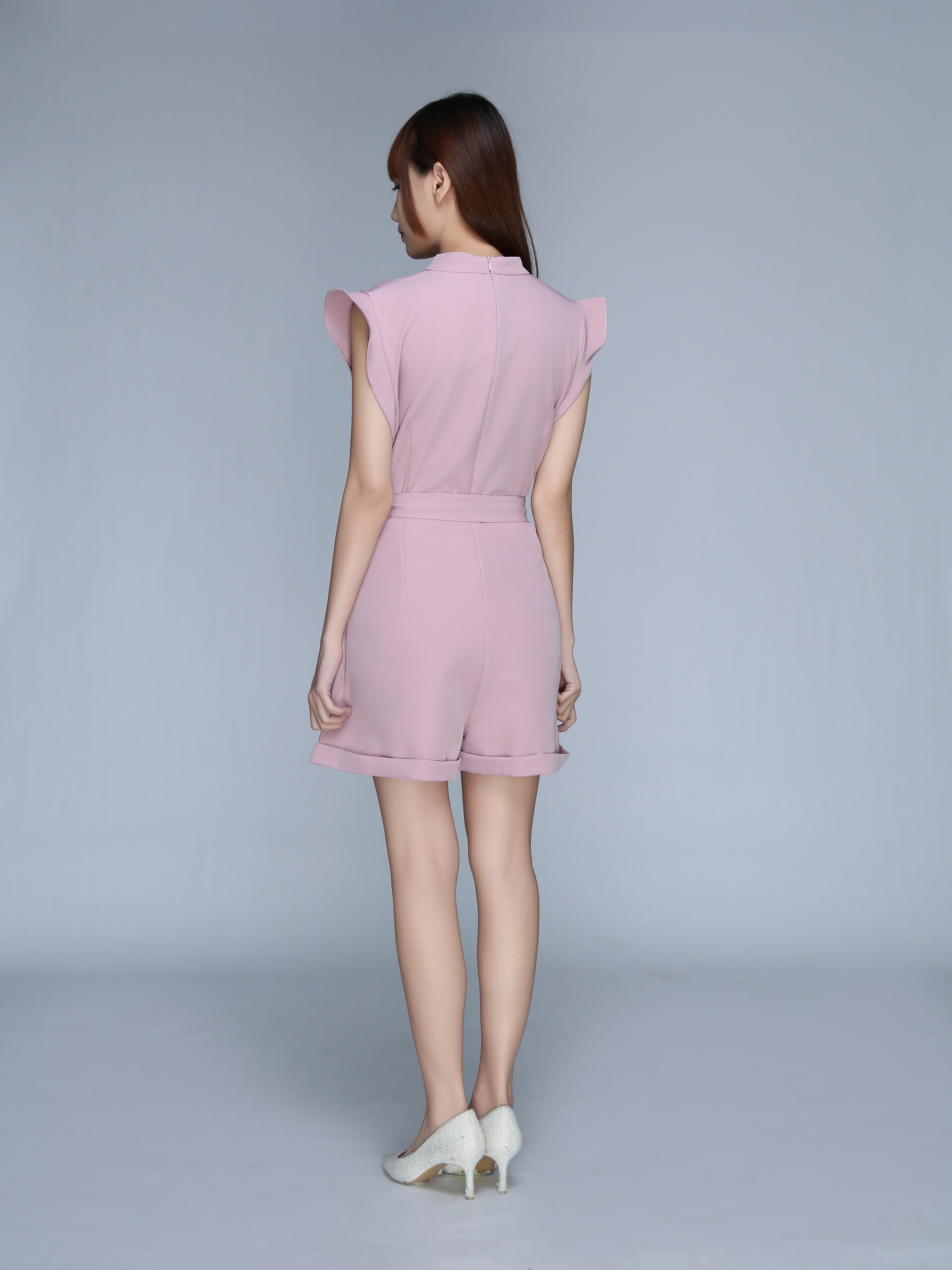 Sleeveless Back Zip Jumpsuit With Belt 22921