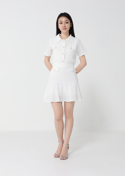 Stripe Collar Front Button Set 22937