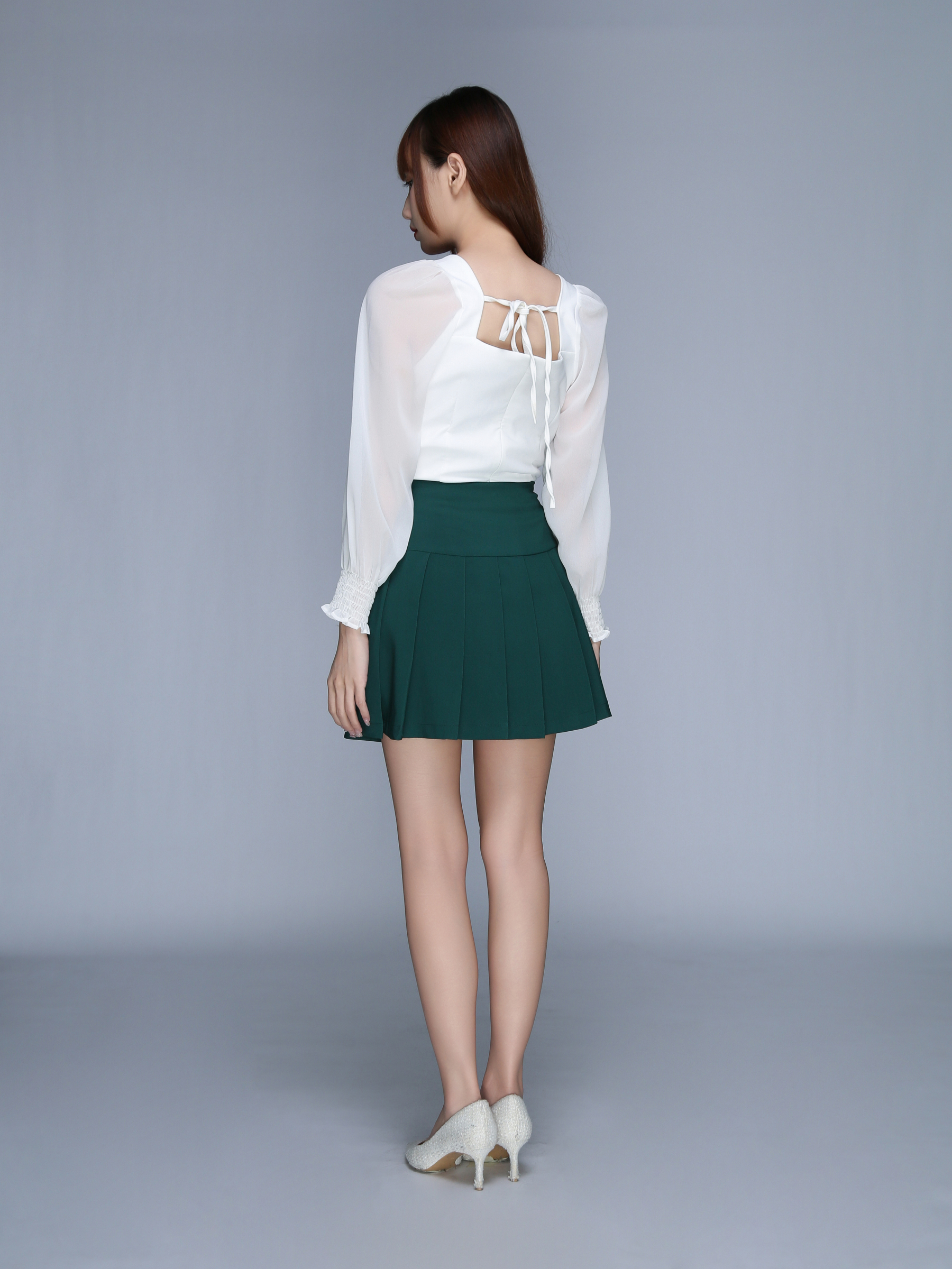 Front Decorative Button Pleat Skirt Pant 22637