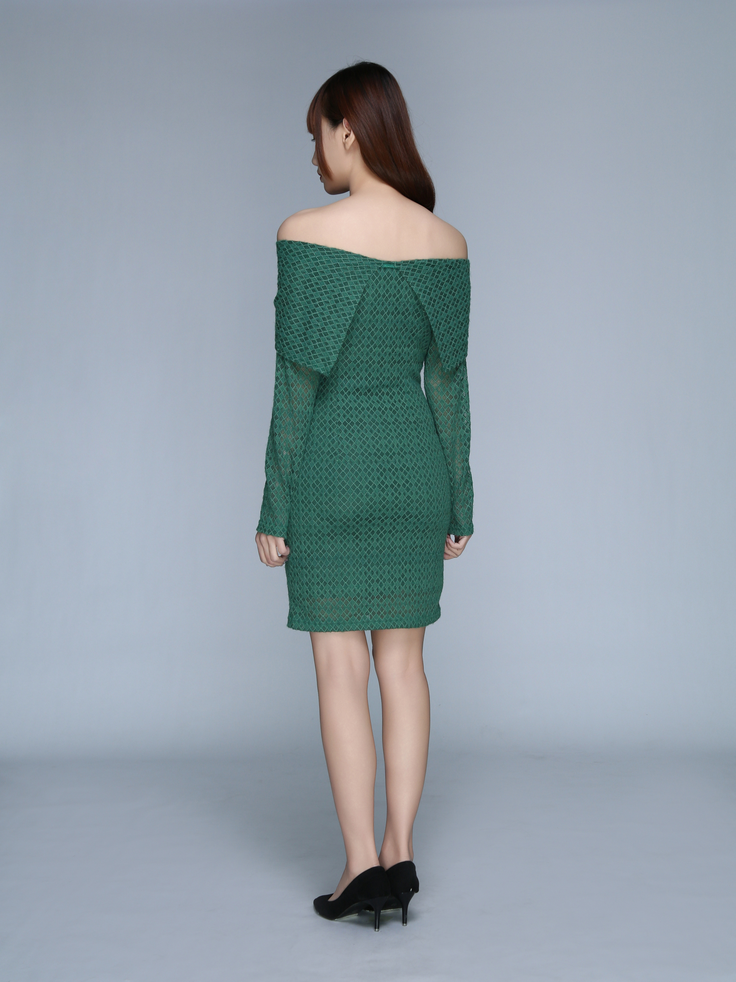 Off Shoulder Drawstring Long Sleeve Dress 22952