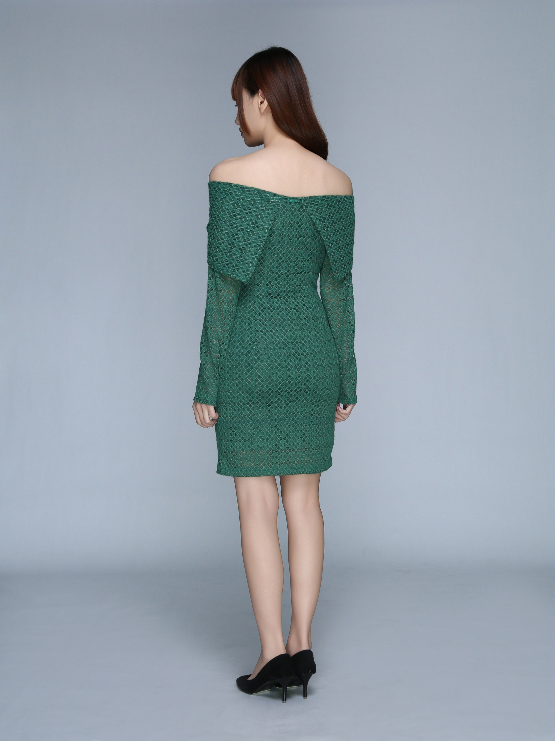 Off Shoulder Drawstring Long Sleeve Dress 22952