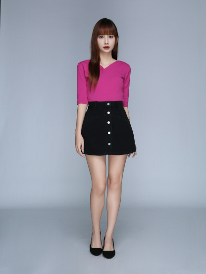 Breasted Button Denim Short Skirt 22947