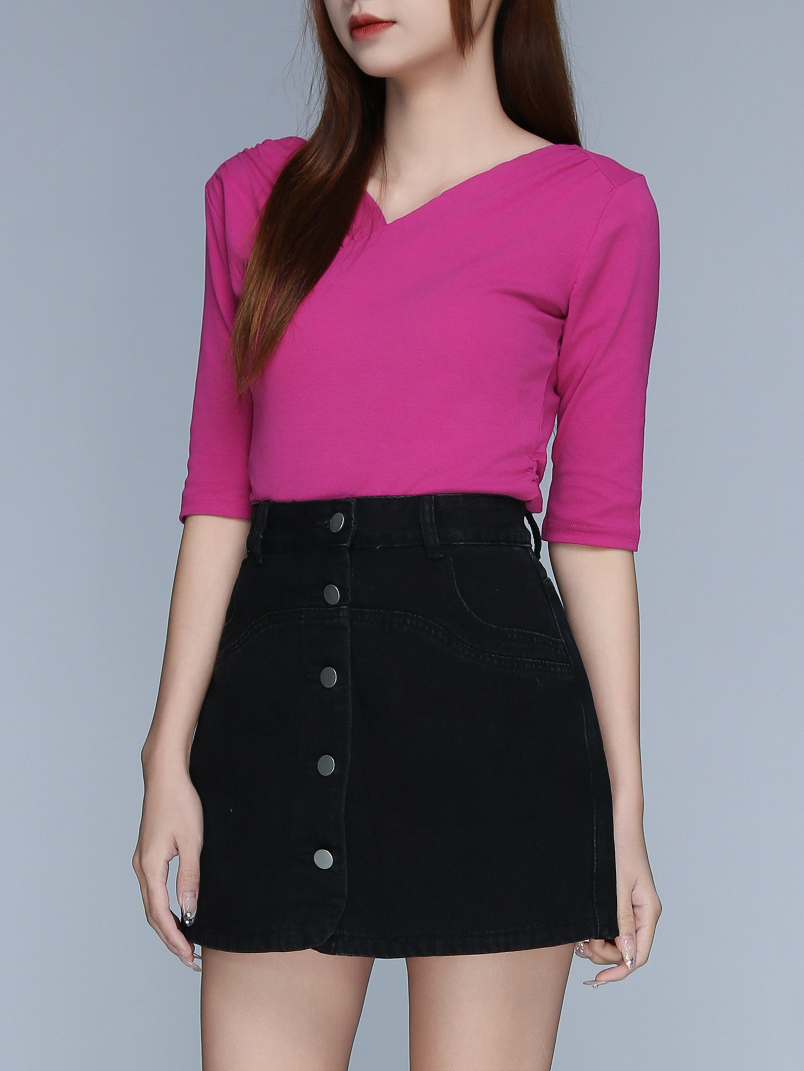 Breasted Button Denim Short Skirt 22947