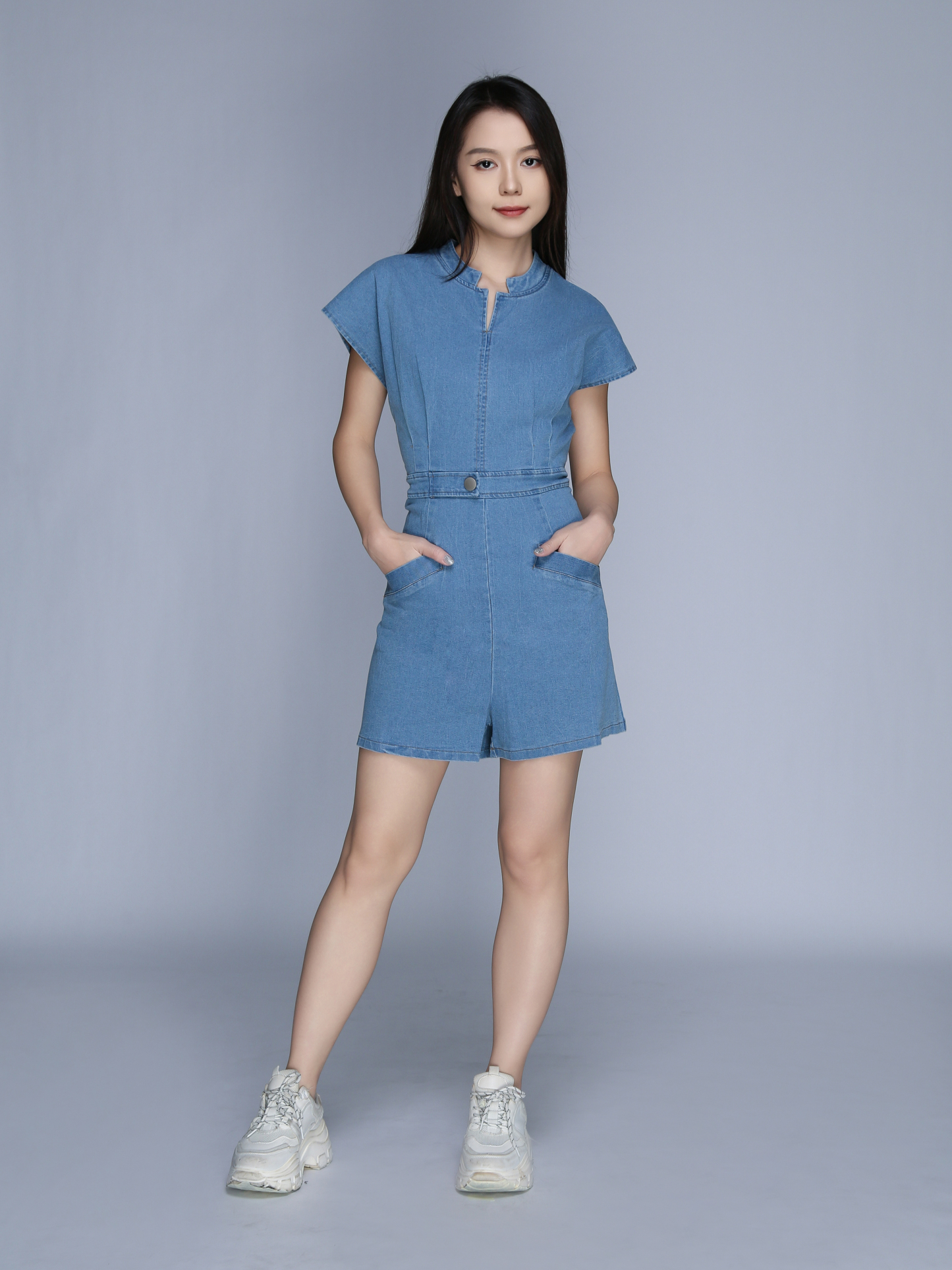 Denim Sleeveless V Neck Jumpsuit 22985