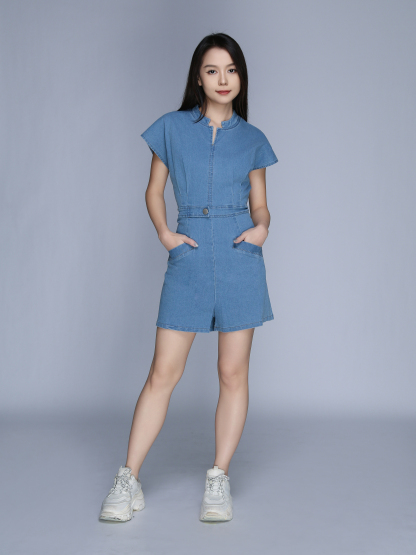 Denim Sleeveless V Neck Jumpsuit 22985