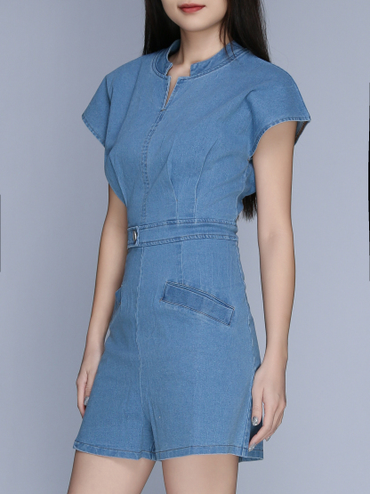 Denim Sleeveless V Neck Jumpsuit 22985