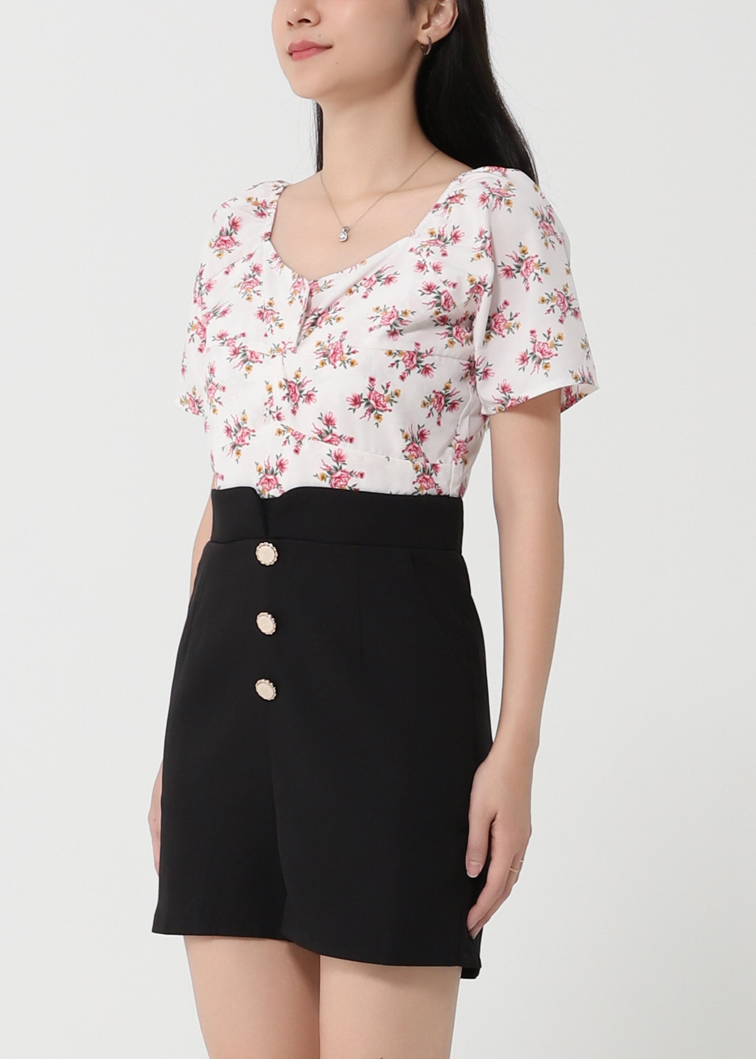 Two Tone Floral Jumpsuit 23076