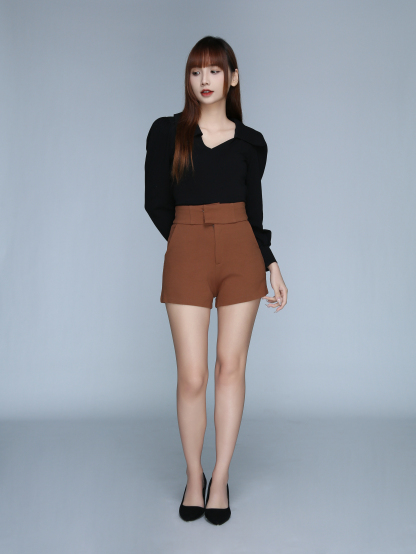 High Waist Side Pocket Short Pant 22935