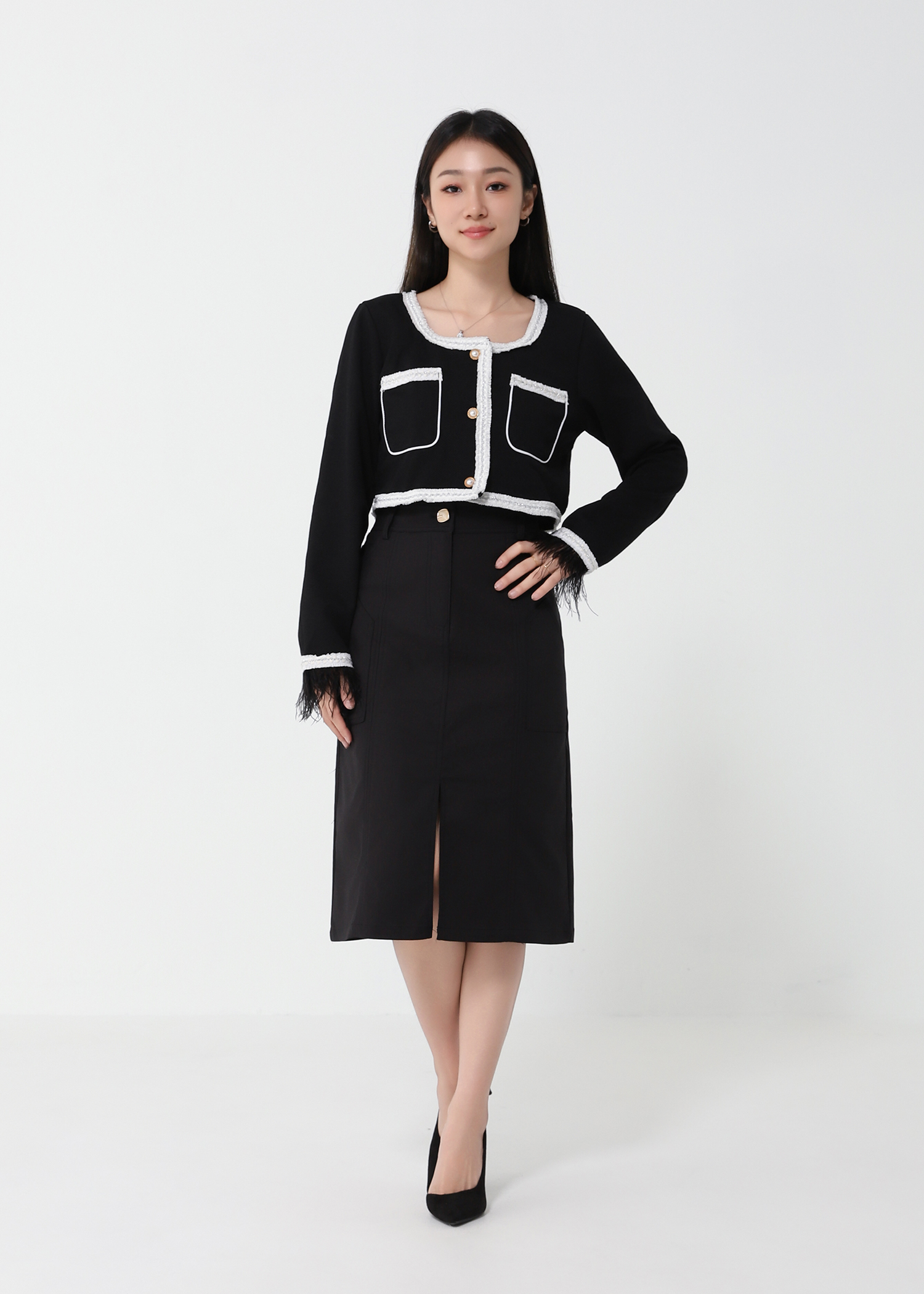 Front Pocket Long Sleeve Jacket 23698
