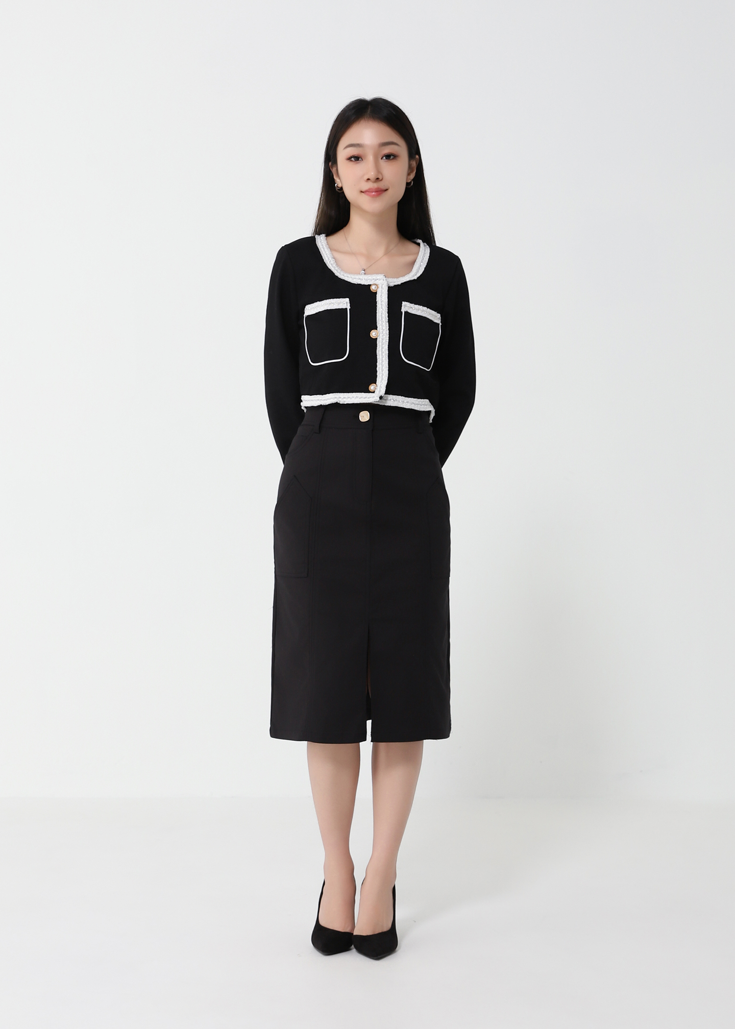 Front Pocket Long Sleeve Jacket 23698