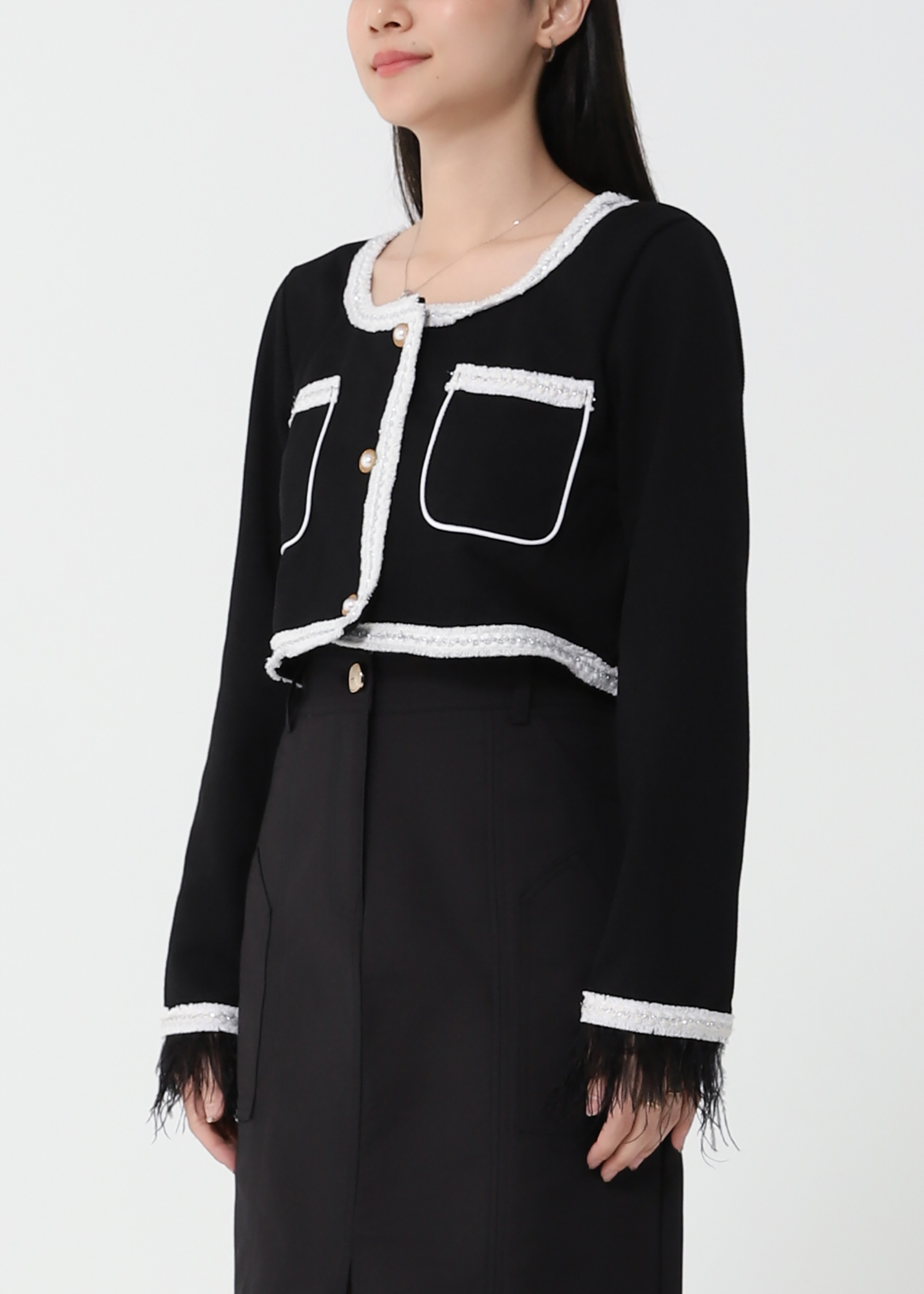 Front Pocket Long Sleeve Jacket 23698