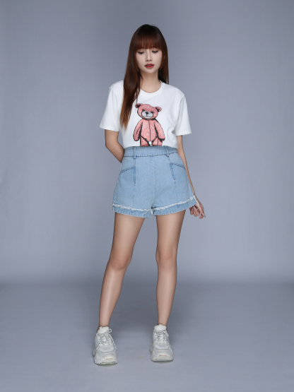 High Waist Back Zip Short Pant 25642