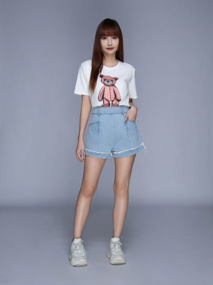 High Waist Back Zip Short Pant 25642