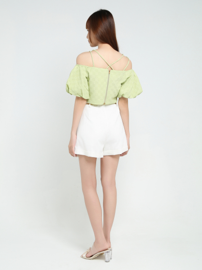 Check Off Shoulder With Strap Top 23908