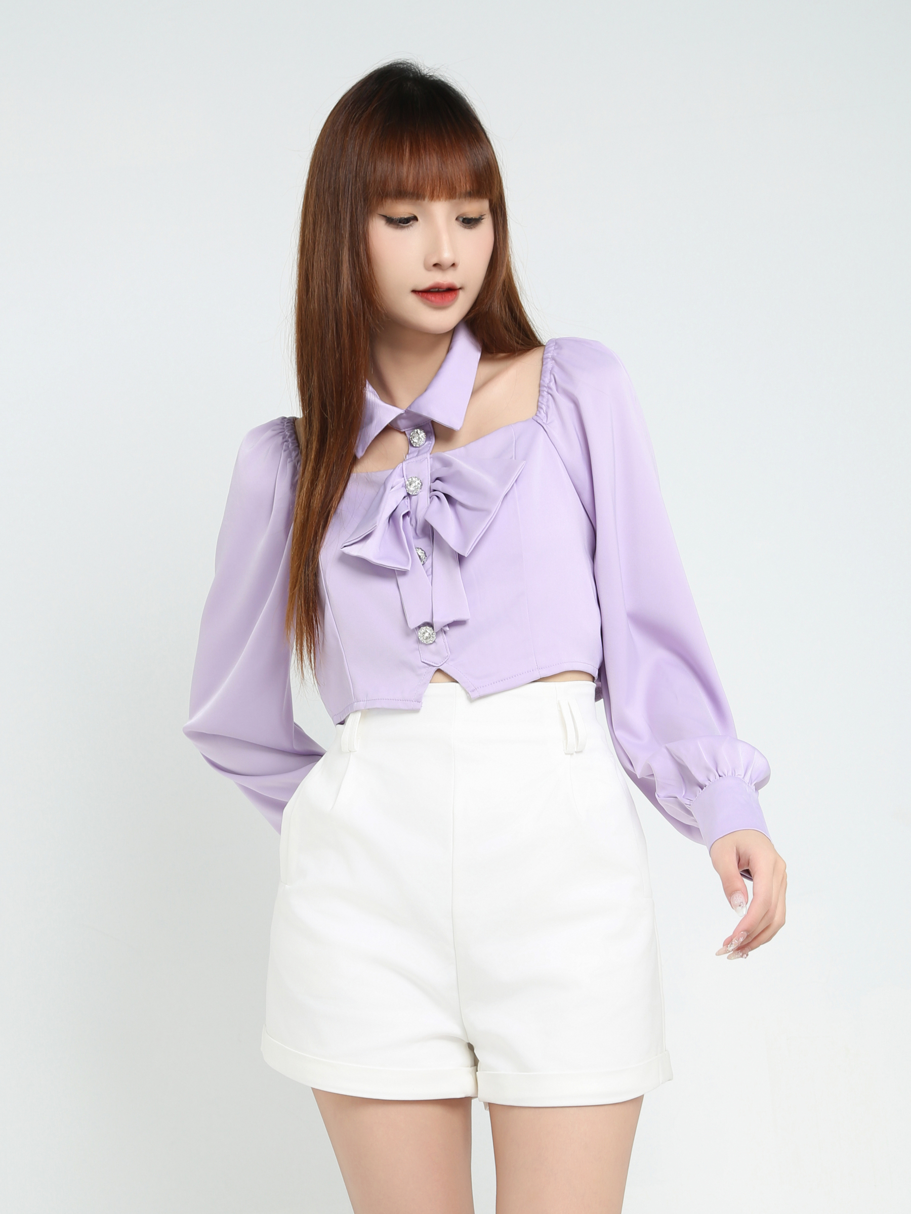 Front Ribbon With Decorative Button With Choker Top 23909