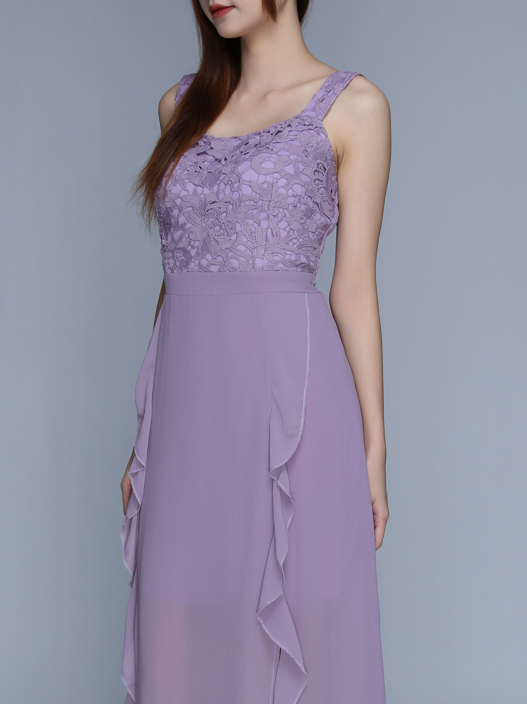 Sleeveless Lace With Ruffles Dress 23928