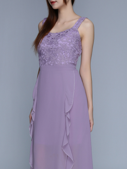 Sleeveless Lace With Ruffles Dress 23928