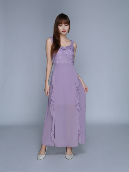 Sleeveless Lace With Ruffles Dress 23928