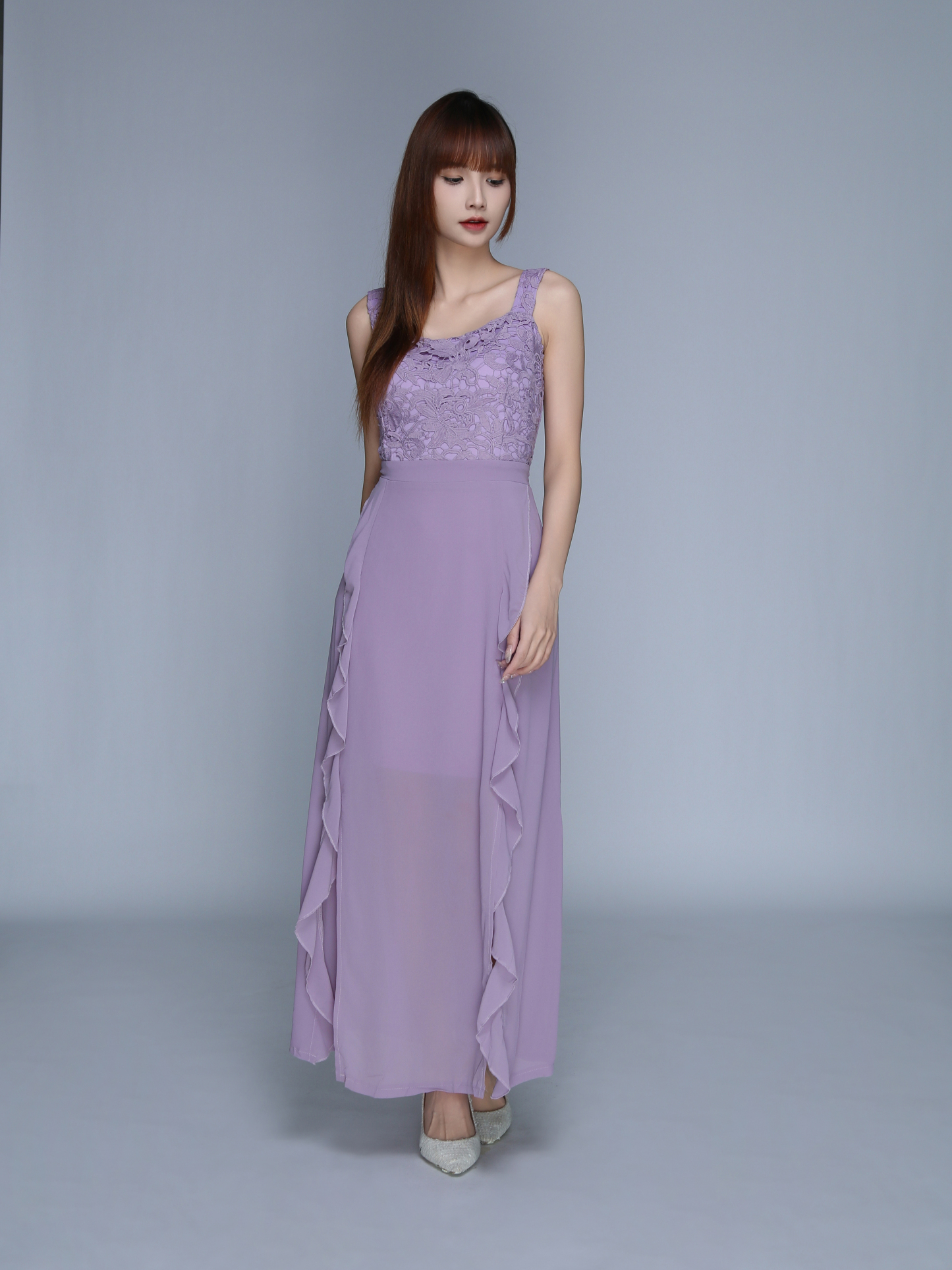 Sleeveless Lace With Ruffles Dress 23928