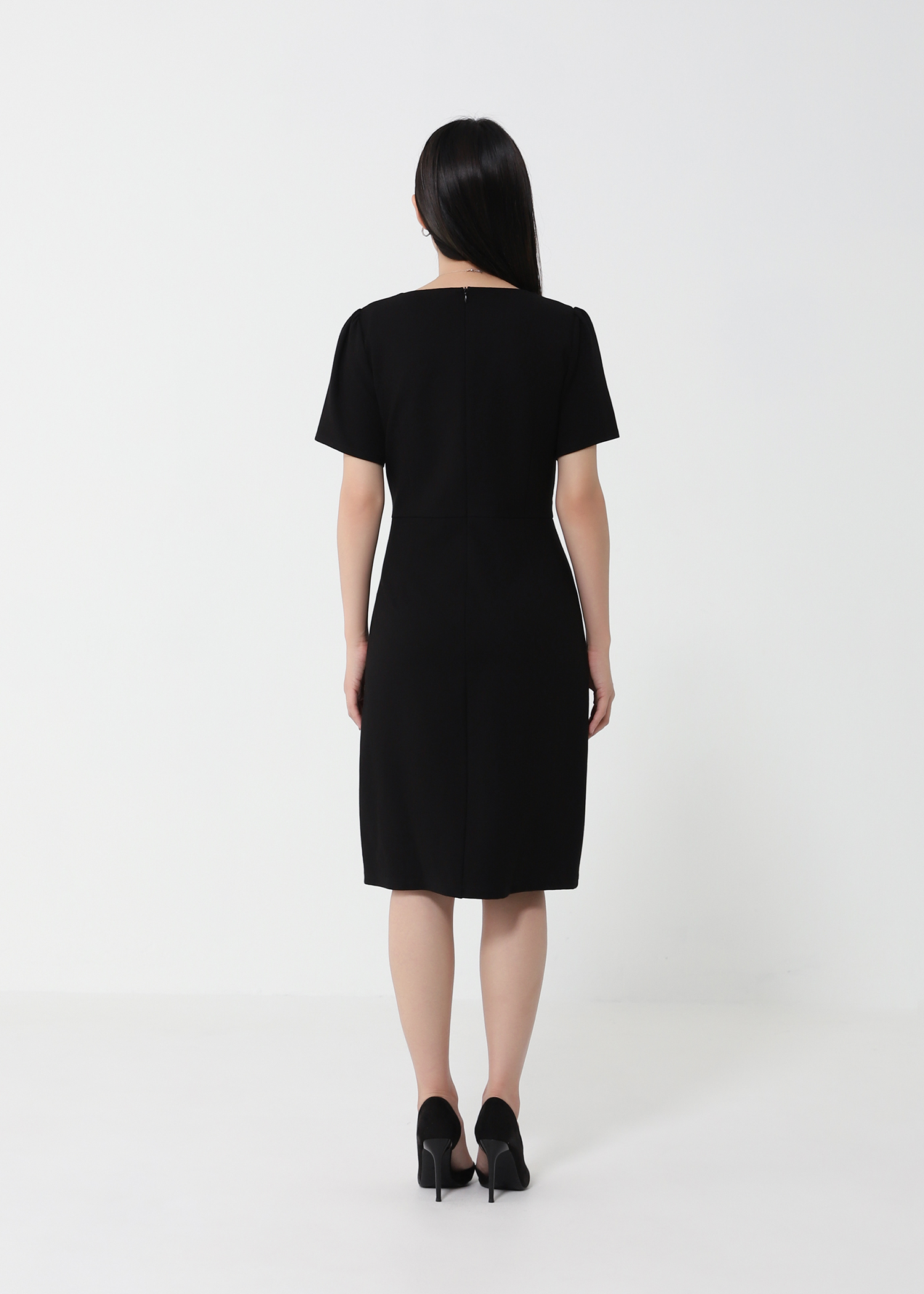 Waist Decorative Diamond V Neck Dress 24403