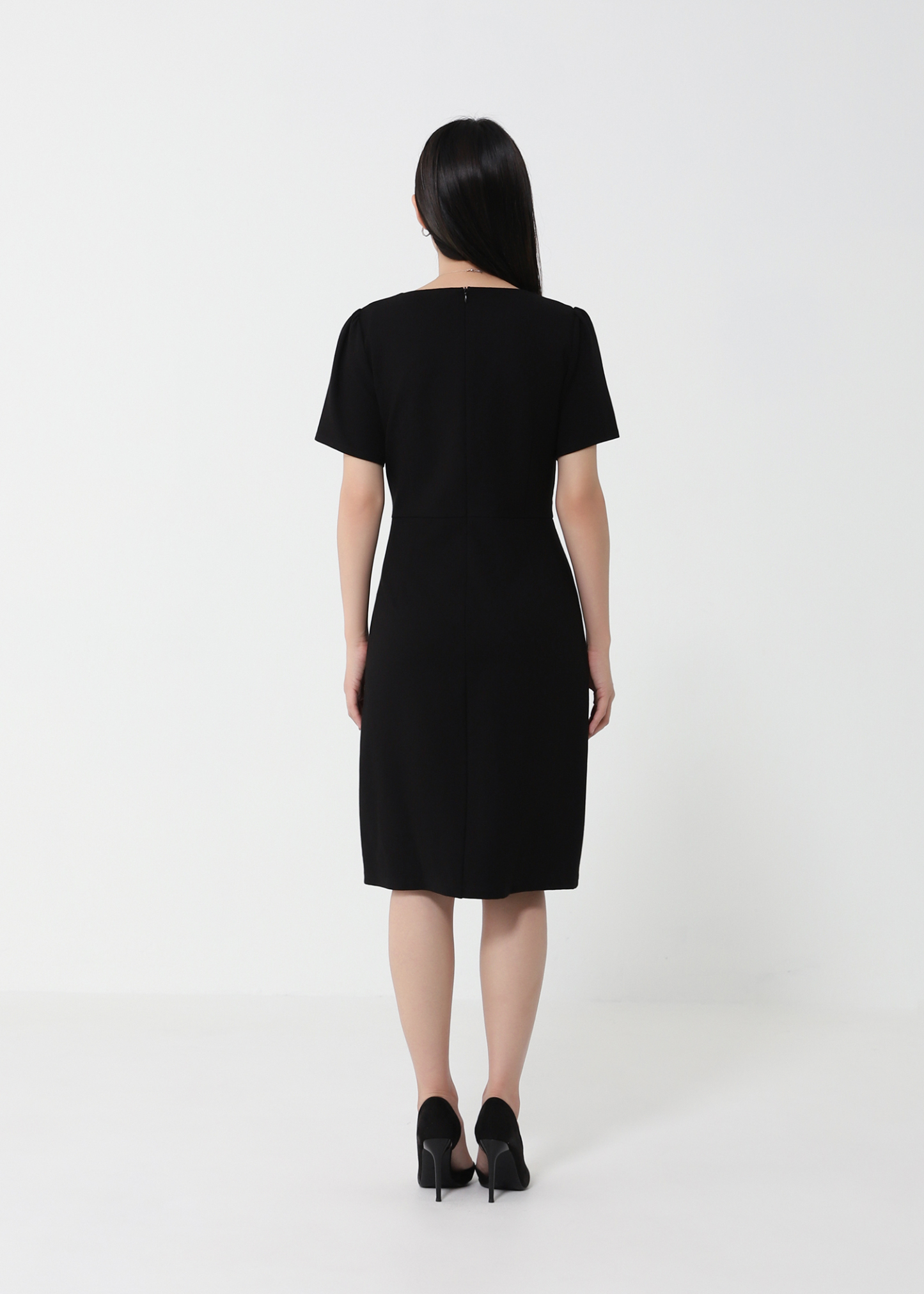 Waist Decorative Diamond V Neck Dress 24403