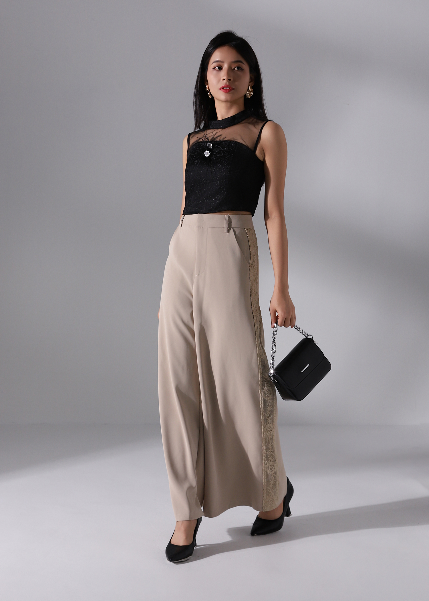 Lace Wide Leg Long Pants DJ096