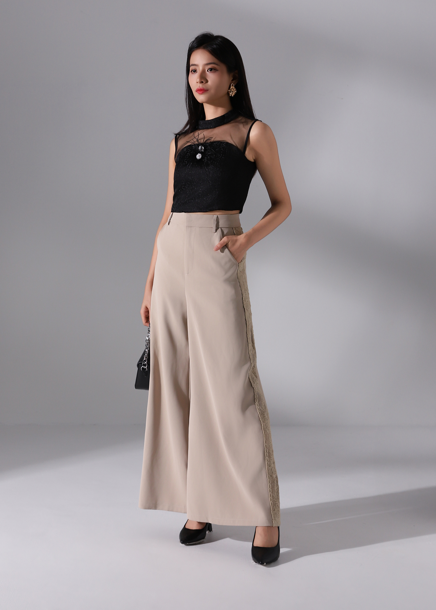 Lace Wide Leg Long Pants DJ096