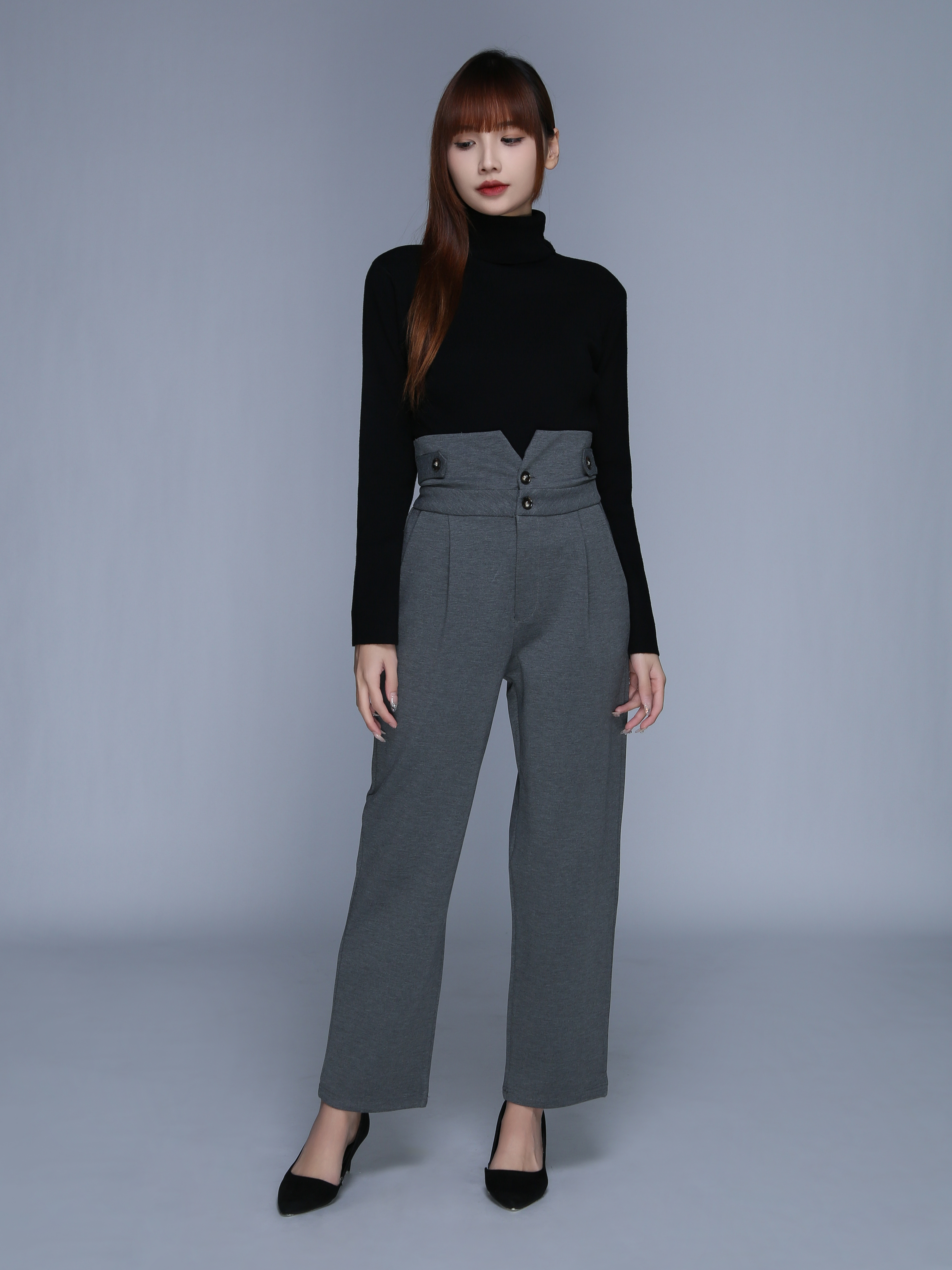 High Waist Side Pocket Long Pants 25511