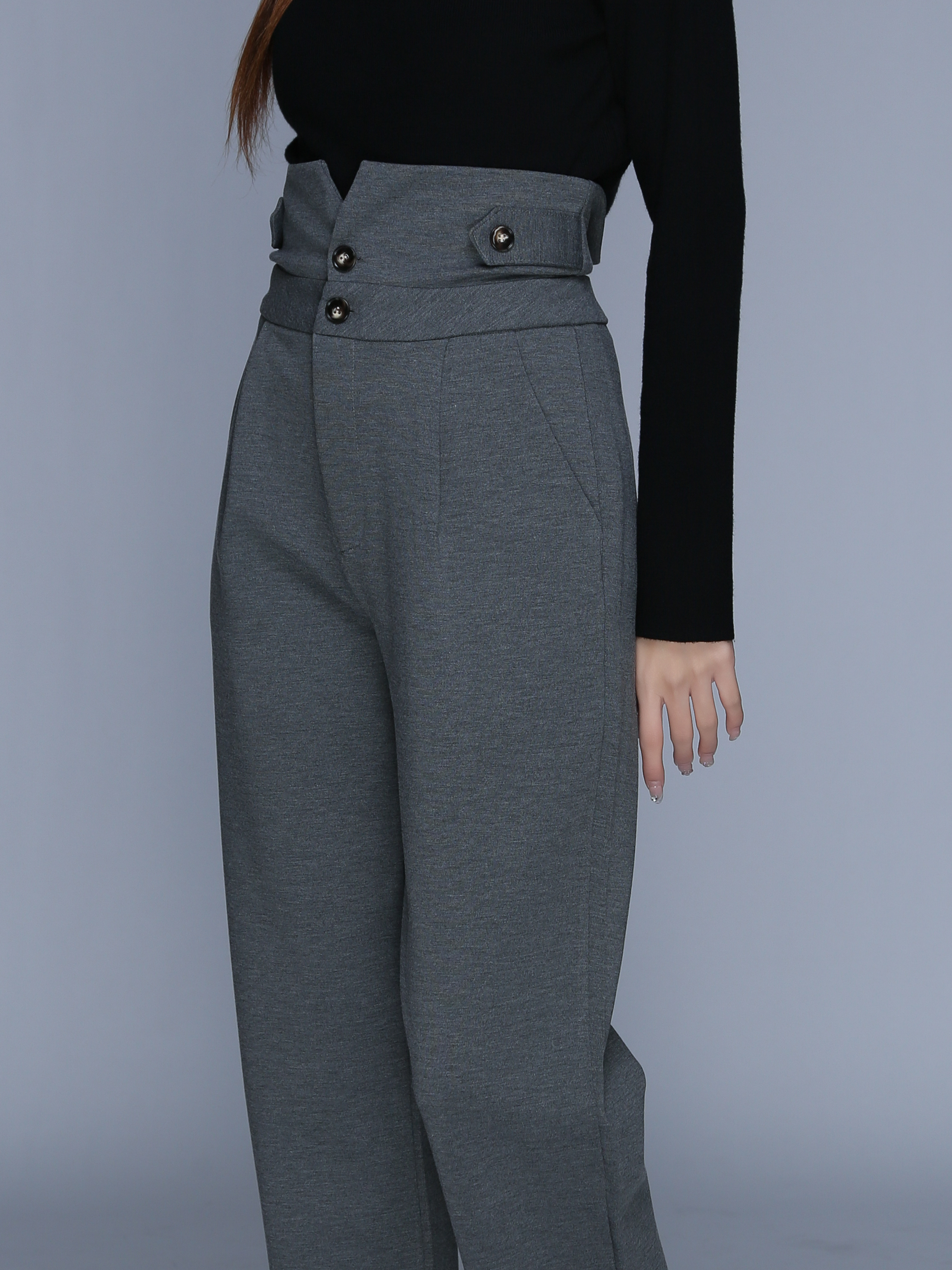 High Waist Side Pocket Long Pants 25511