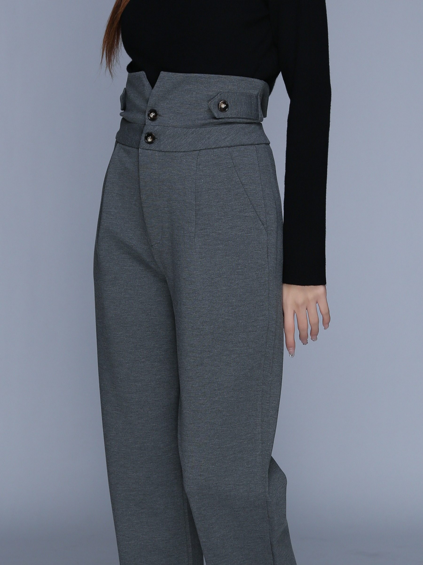 High Waist Side Pocket Long Pants 25511