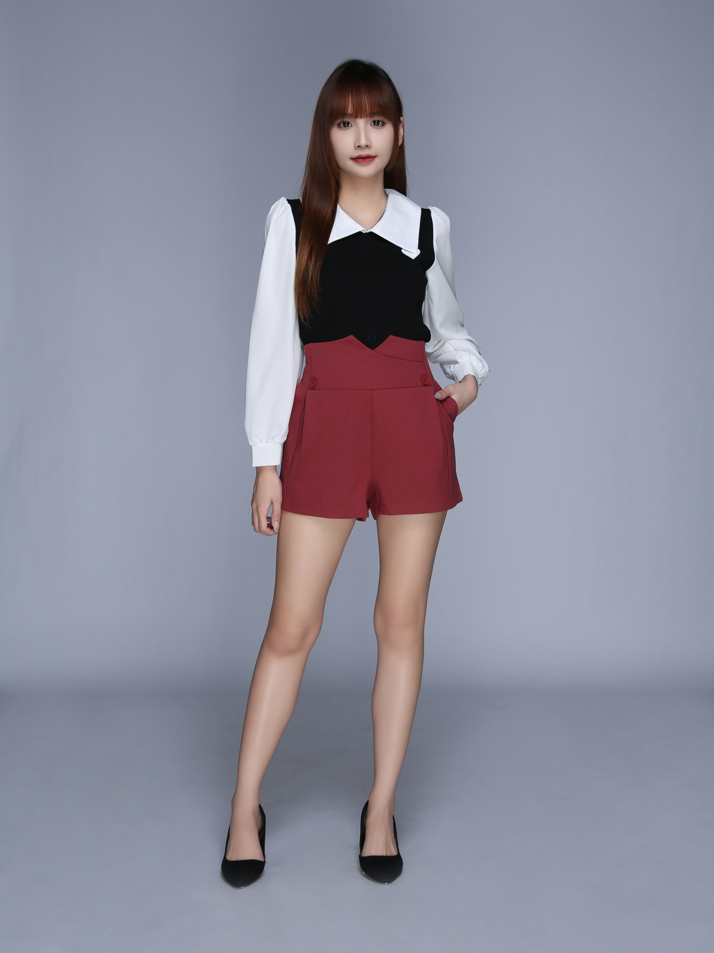 High Waist Side Pocket Short Pants 25599