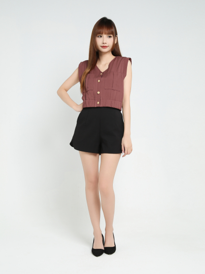 Sleeveless Front Button Top 25543