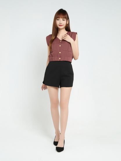 Sleeveless Front Button Top 25543
