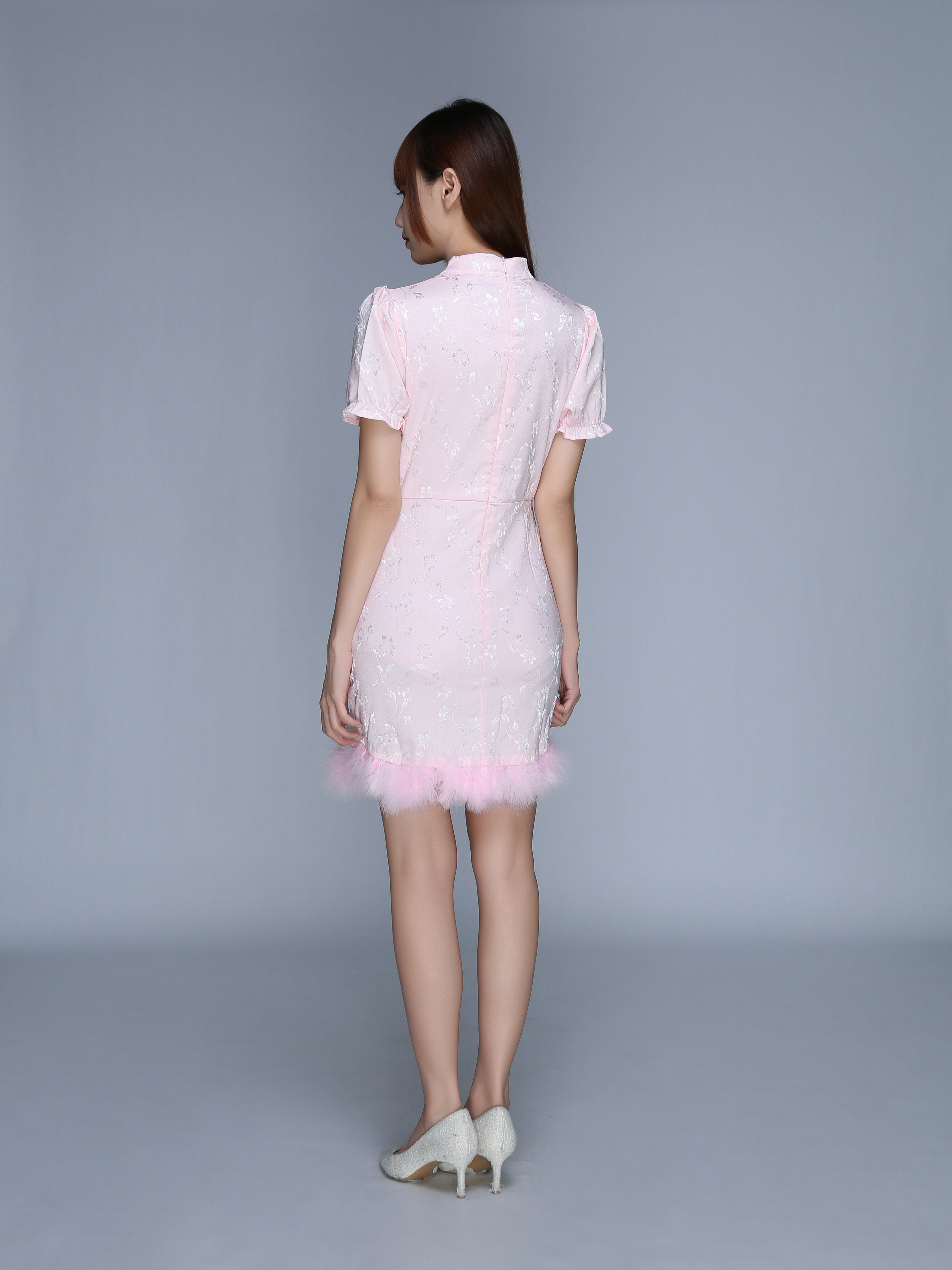 Cheongsam With Fur Dress 25580