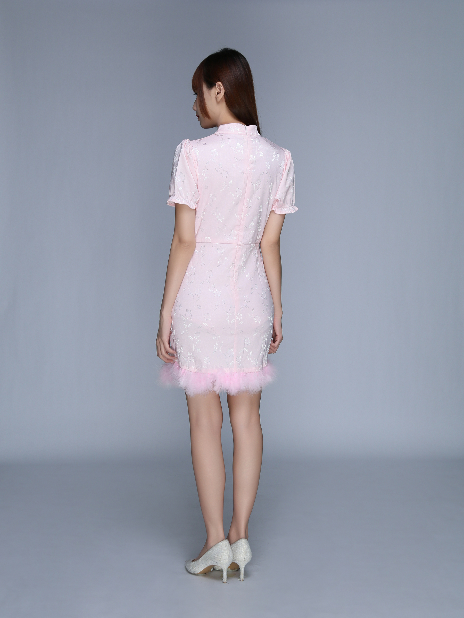 Cheongsam With Fur Dress 25580