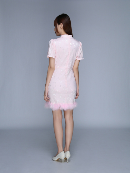 Cheongsam With Fur Dress 25580