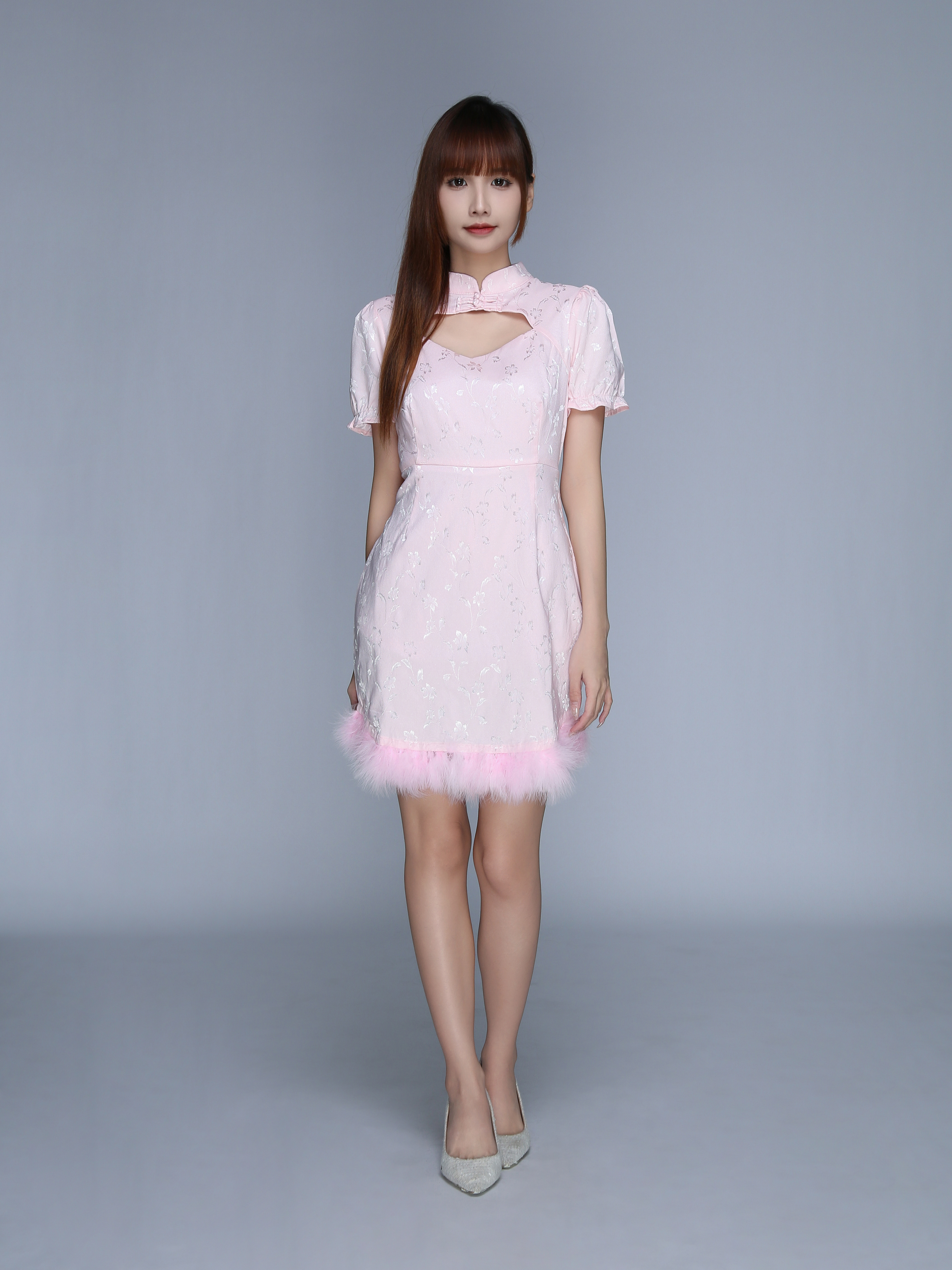 Cheongsam With Fur Dress 25580