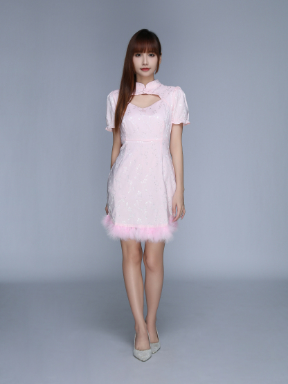 Cheongsam With Fur Dress 25580