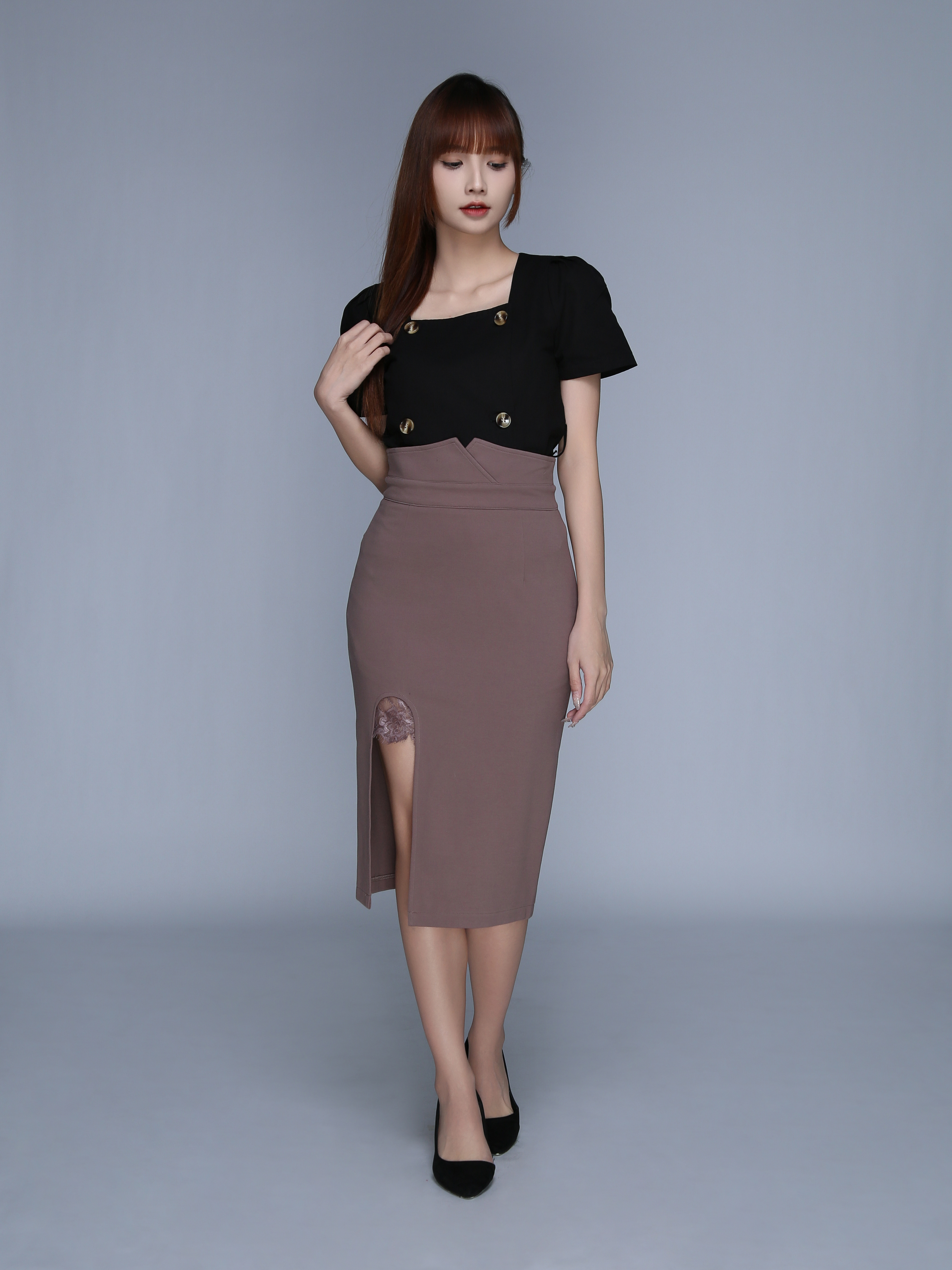 High Waist Formal With Lace Skirt 25584