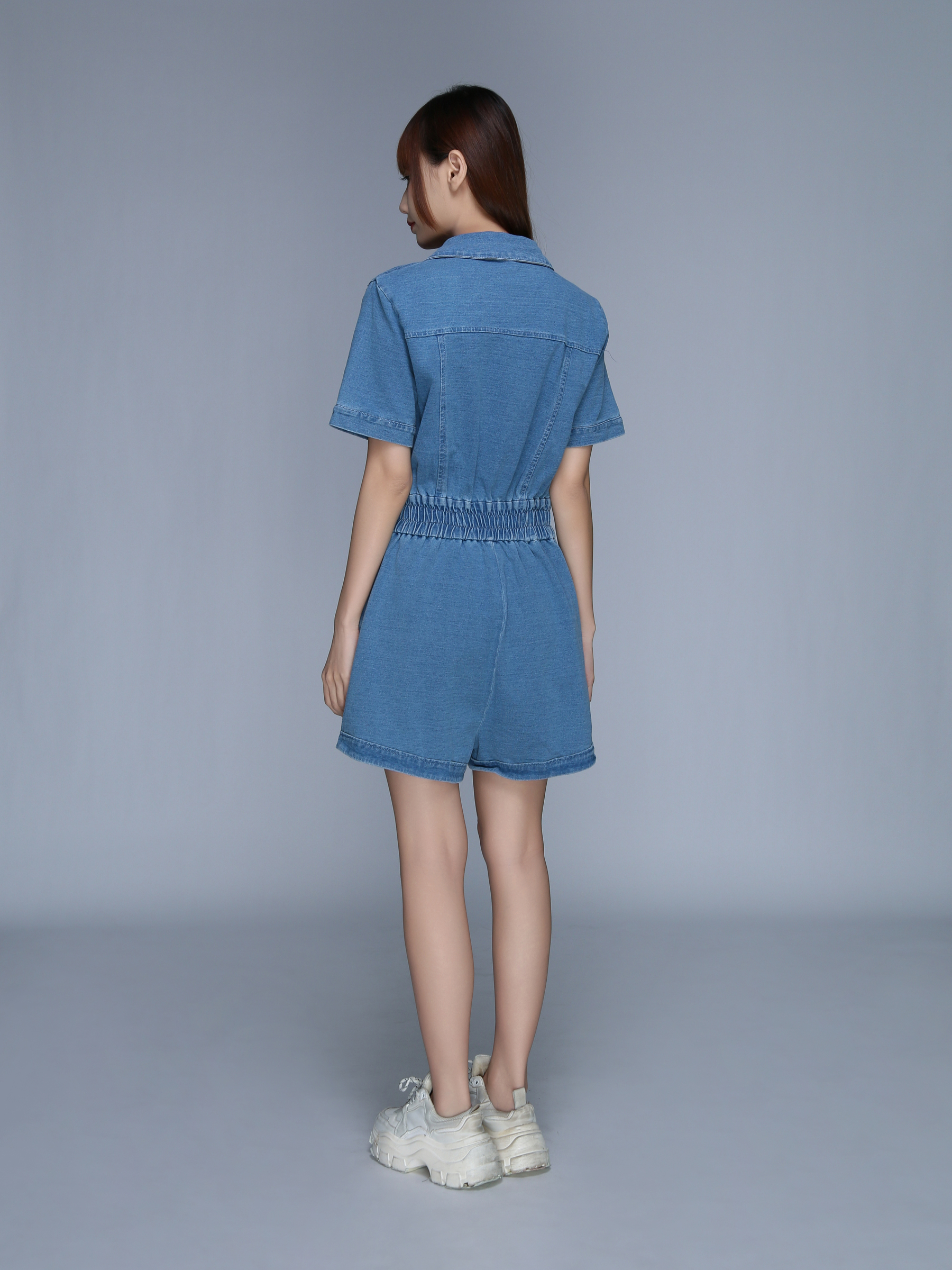 Denim Front Button Jumpsuit 25616