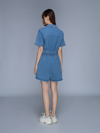Denim Front Button Jumpsuit 25616