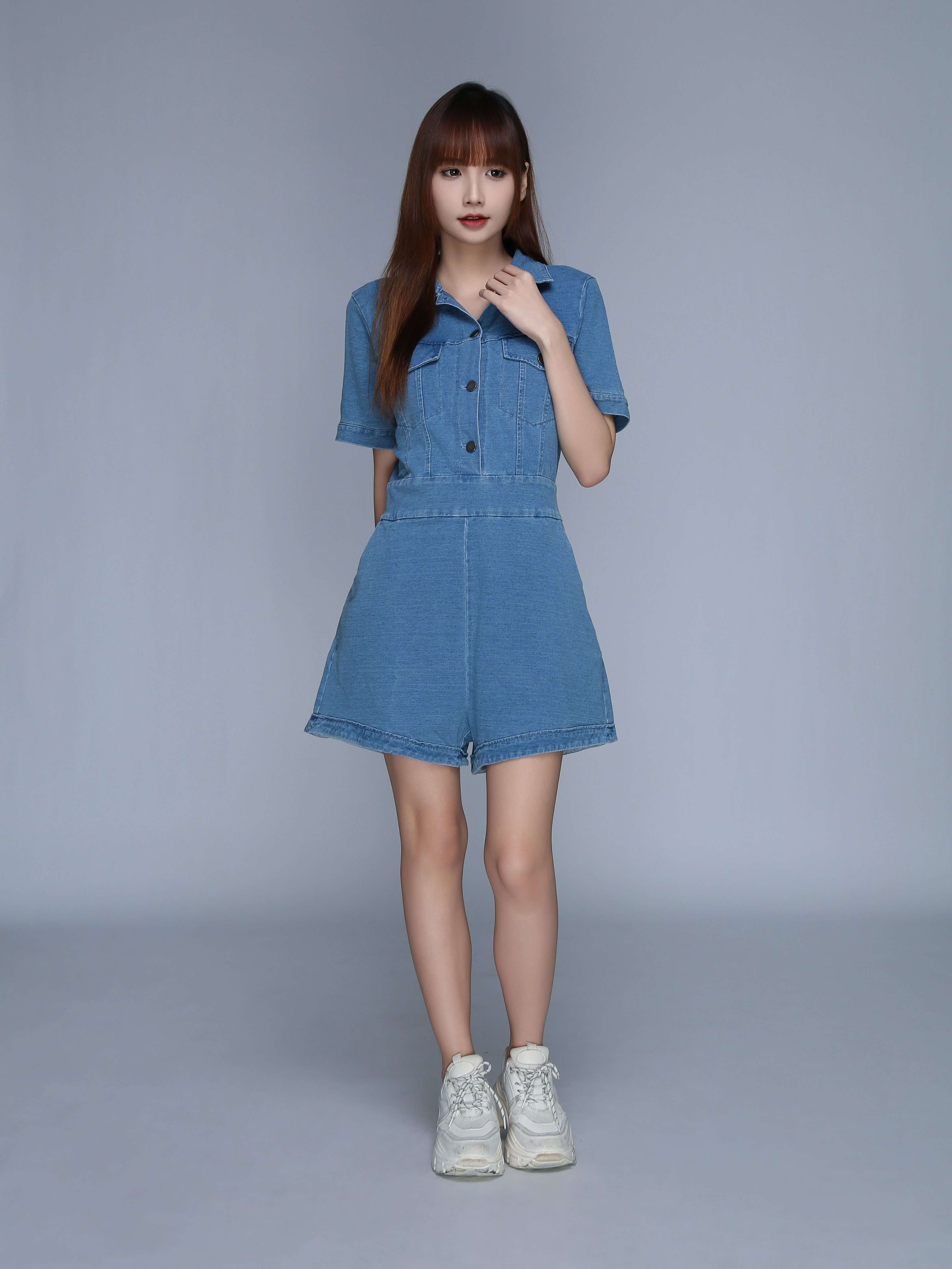 Denim Front Button Jumpsuit 25616