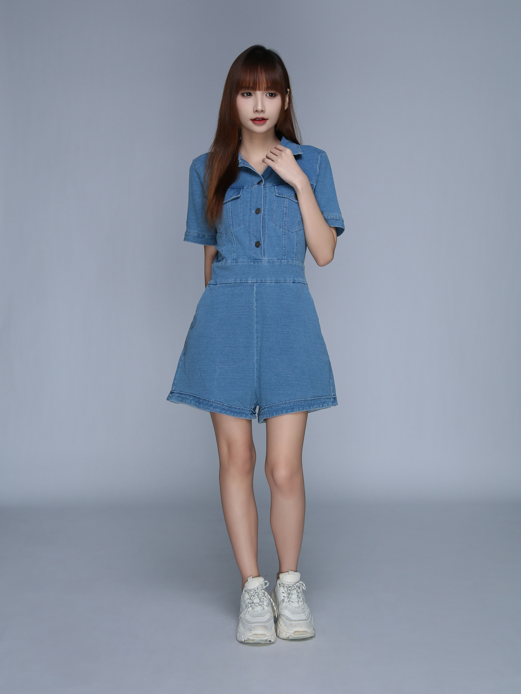 Denim Front Button Jumpsuit 25616