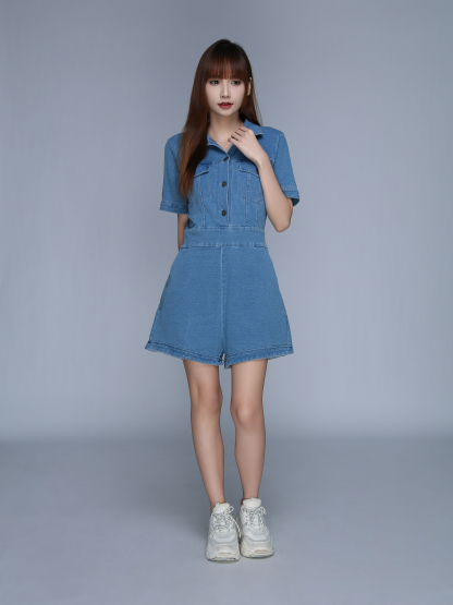 Denim Front Button Jumpsuit 25616