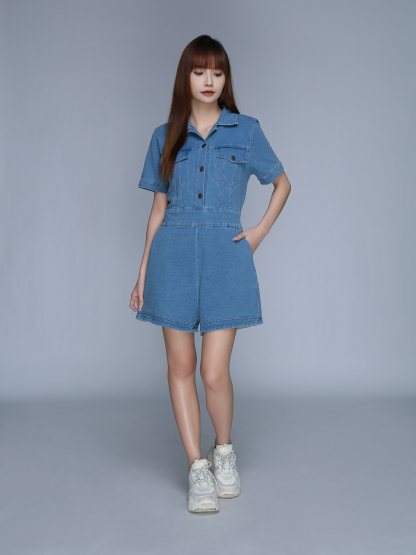 Denim Front Button Jumpsuit 25616