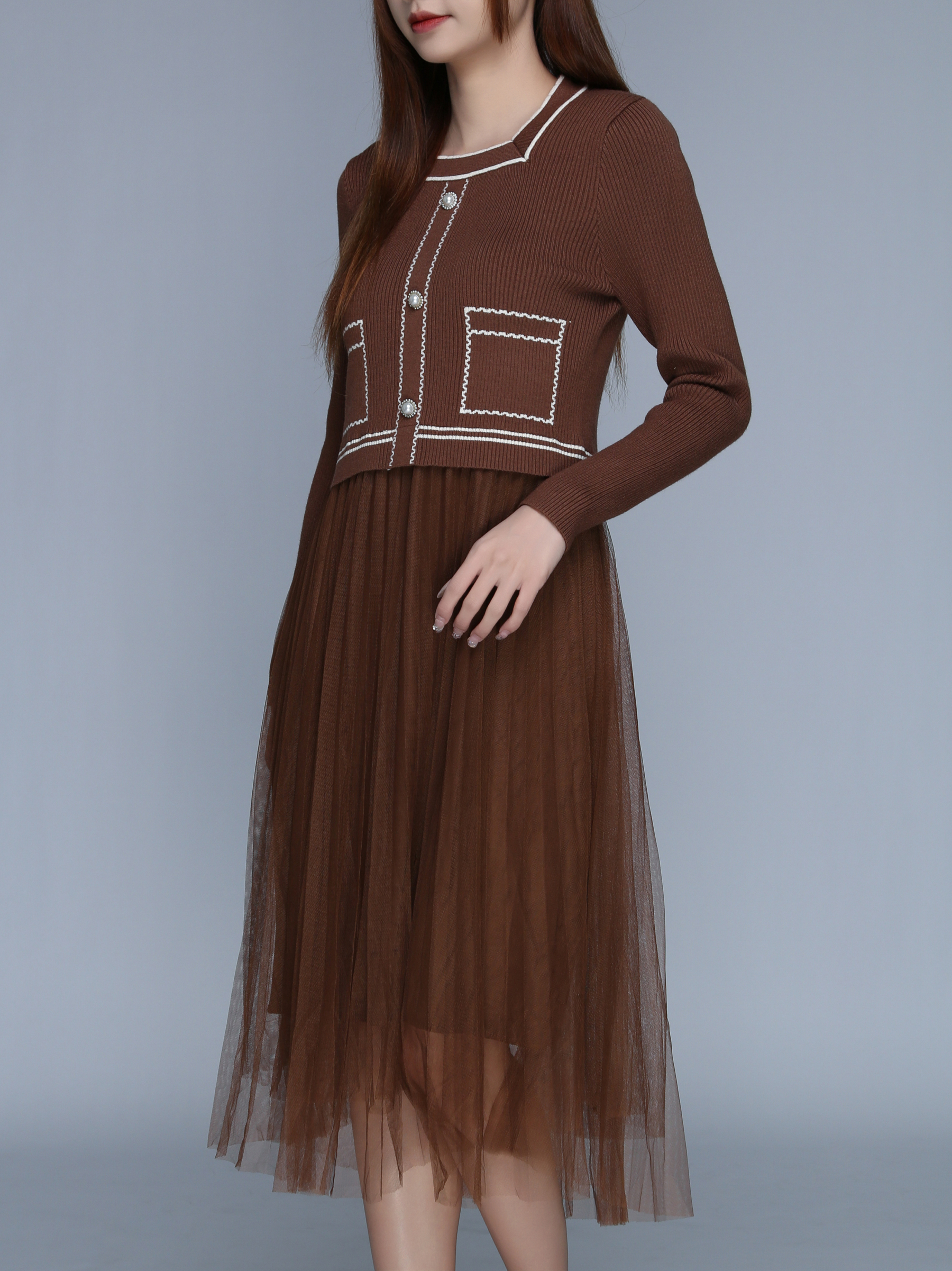 Fake Two Piece Dress 25618