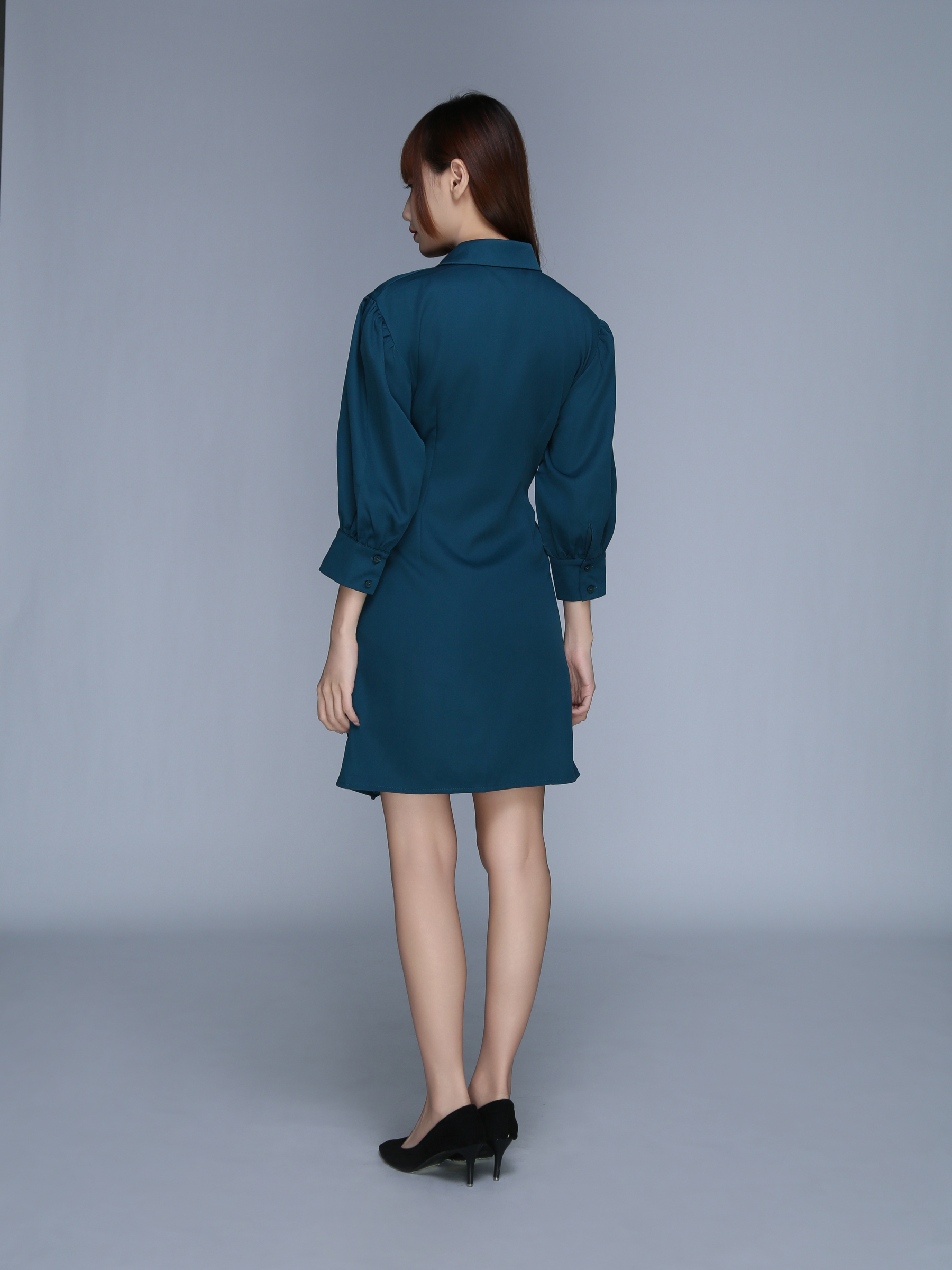 Long Sleeve Front Elastic Dress 25633