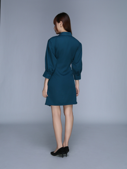 Long Sleeve Front Elastic Dress 25633