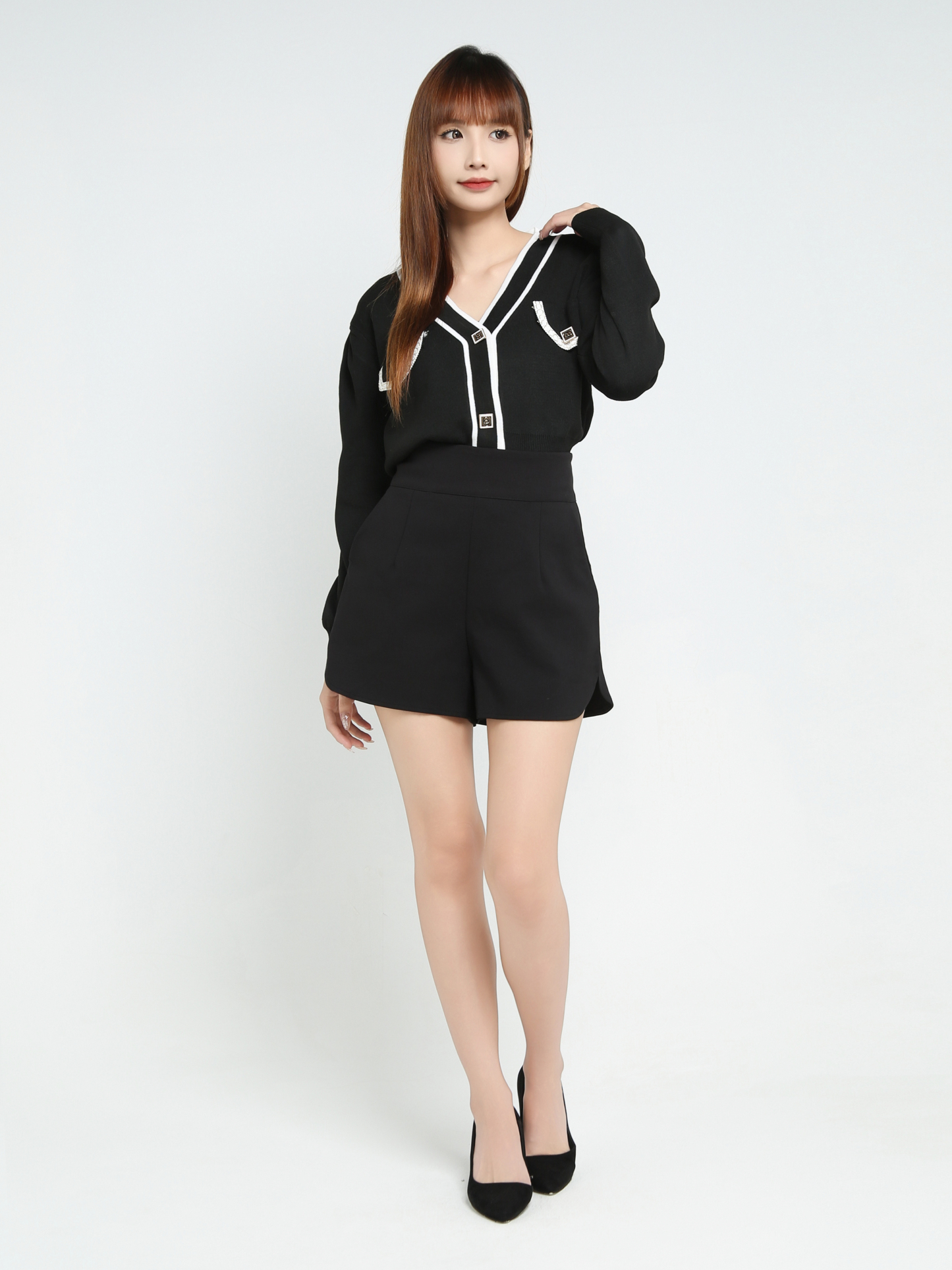 Long Sleeve Front Button Top 25653