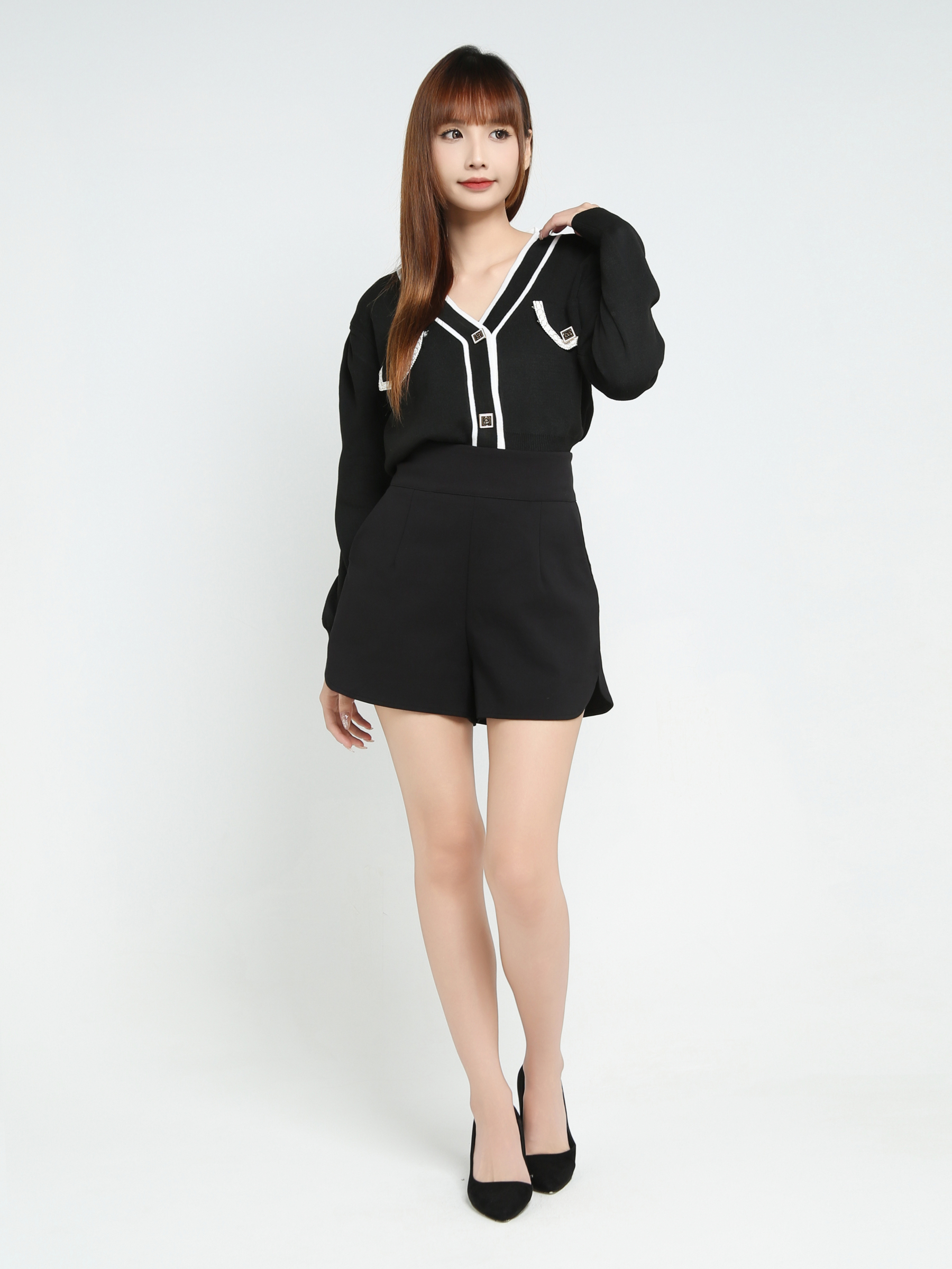 Long Sleeve Front Button Top 25653